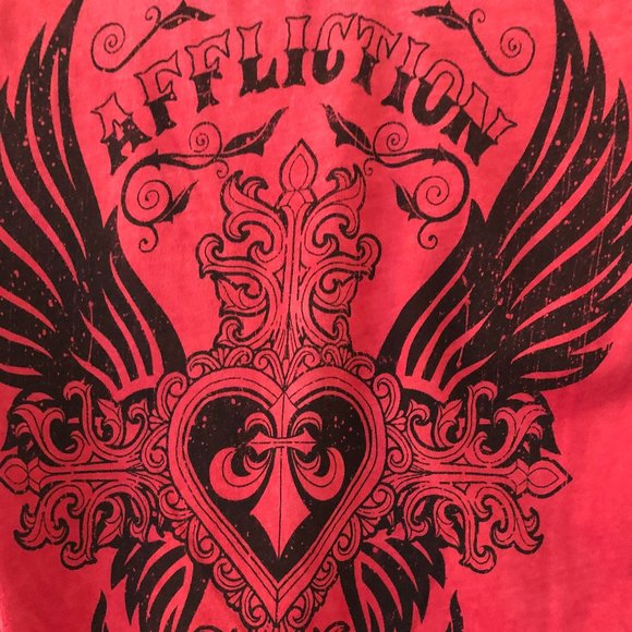 AFFLICTION RED V NECK T SHIRT - Picture 4 of 5